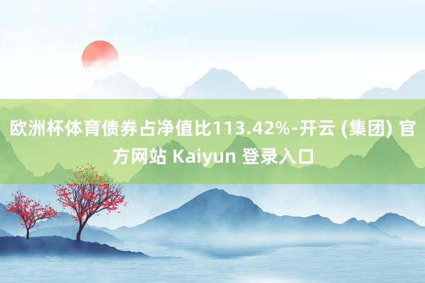 欧洲杯体育债券占净值比113.42%-开云 (集团) 官方网站 Kaiyun 登录入口