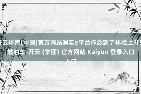开云体育(中国)官方网站淌若e平台作念到了体验上并列燃油车-开云 (集团) 官方网站 Kaiyun 登录入口