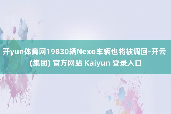 开yun体育网19830辆Nexo车辆也将被调回-开云 (集团) 官方网站 Kaiyun 登录入口