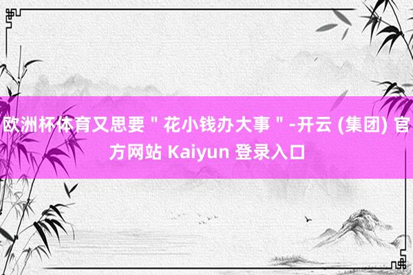 欧洲杯体育又思要＂花小钱办大事＂-开云 (集团) 官方网站 Kaiyun 登录入口