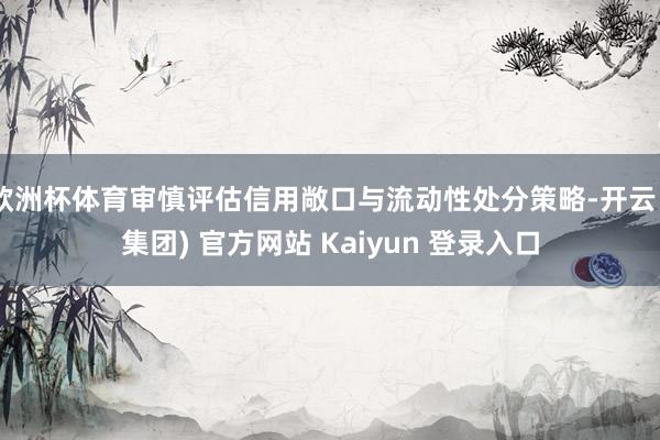 欧洲杯体育审慎评估信用敞口与流动性处分策略-开云 (集团) 官方网站 Kaiyun 登录入口