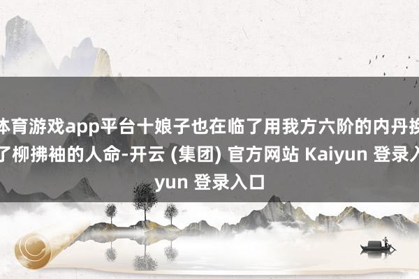 体育游戏app平台十娘子也在临了用我方六阶的内丹换回了柳拂袖的人命-开云 (集团) 官方网站 Kaiyun 登录入口