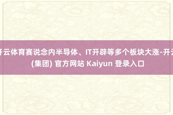 开云体育赛说念内半导体、IT开辟等多个板块大涨-开云 (集团) 官方网站 Kaiyun 登录入口