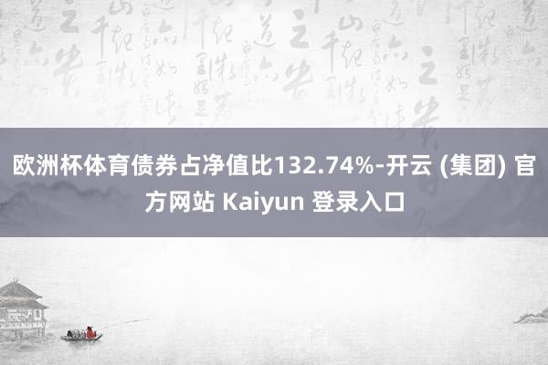 欧洲杯体育债券占净值比132.74%-开云 (集团) 官方网站 Kaiyun 登录入口