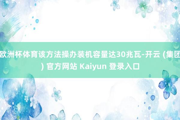 欧洲杯体育该方法操办装机容量达30兆瓦-开云 (集团) 官方网站 Kaiyun 登录入口