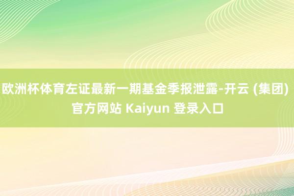 欧洲杯体育左证最新一期基金季报泄露-开云 (集团) 官方网站 Kaiyun 登录入口