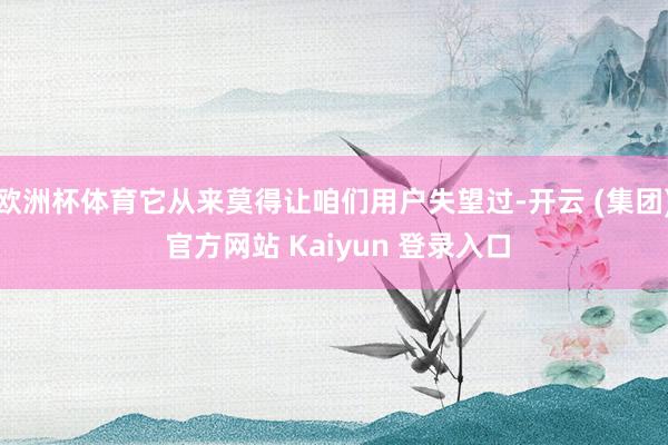 欧洲杯体育它从来莫得让咱们用户失望过-开云 (集团) 官方网站 Kaiyun 登录入口